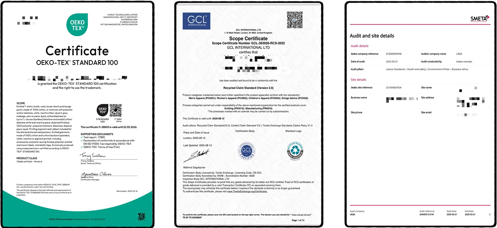 Certificates