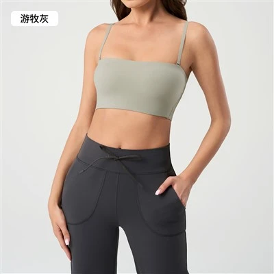 Bra de ioga de cinta ajustável sexy com design de fusão para ginástica feminina e treinamento de ioga